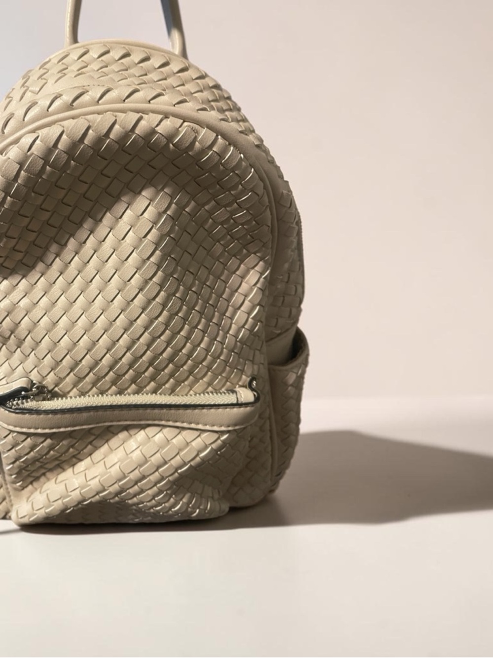 Woven Cream Mini Backpack - Women Bags